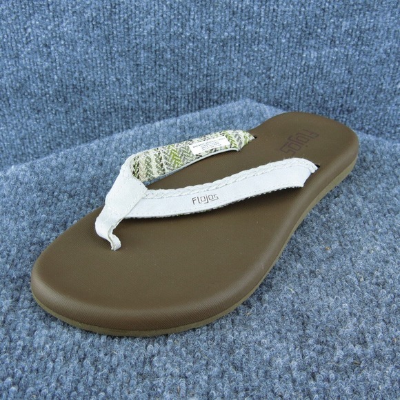 Flojos Women‎ Flip Flop Sandal Shoes White Synthetic Size 7 Medium - Picture 1 of 9